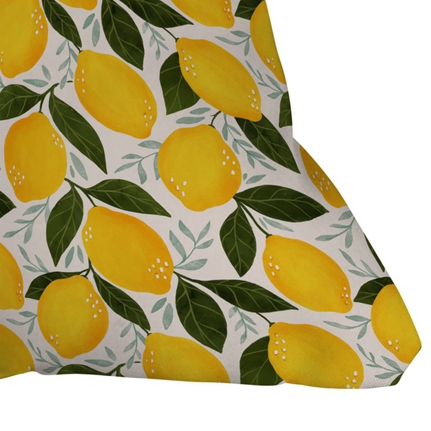 Avenie Mediterranean Summer Lemons Outdoor Throw Pillow Yellow Deny Designs