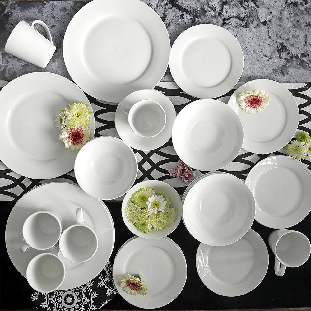 GIBSON HOME Noble Court 30-Piece Rustic White Ceramic Dinnerware Set (Service for 6) 985100536M