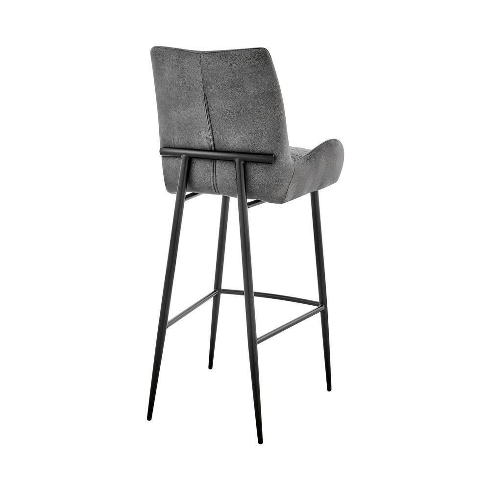 Armen Living Panama 30 in. Bar Height Bar Stool in Charcoal Fabric and Black LCPMBACH30