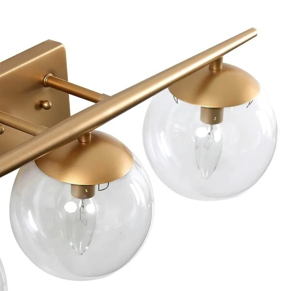 3-light Glass Globe Vanity Light - Brass