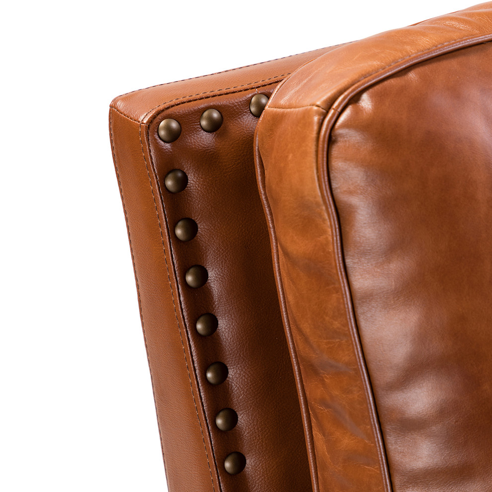 Genuine Leather Recliner With Nailhead Trim Set of 2   Traditional   Recliner Chairs   by Karat Home  Houzz