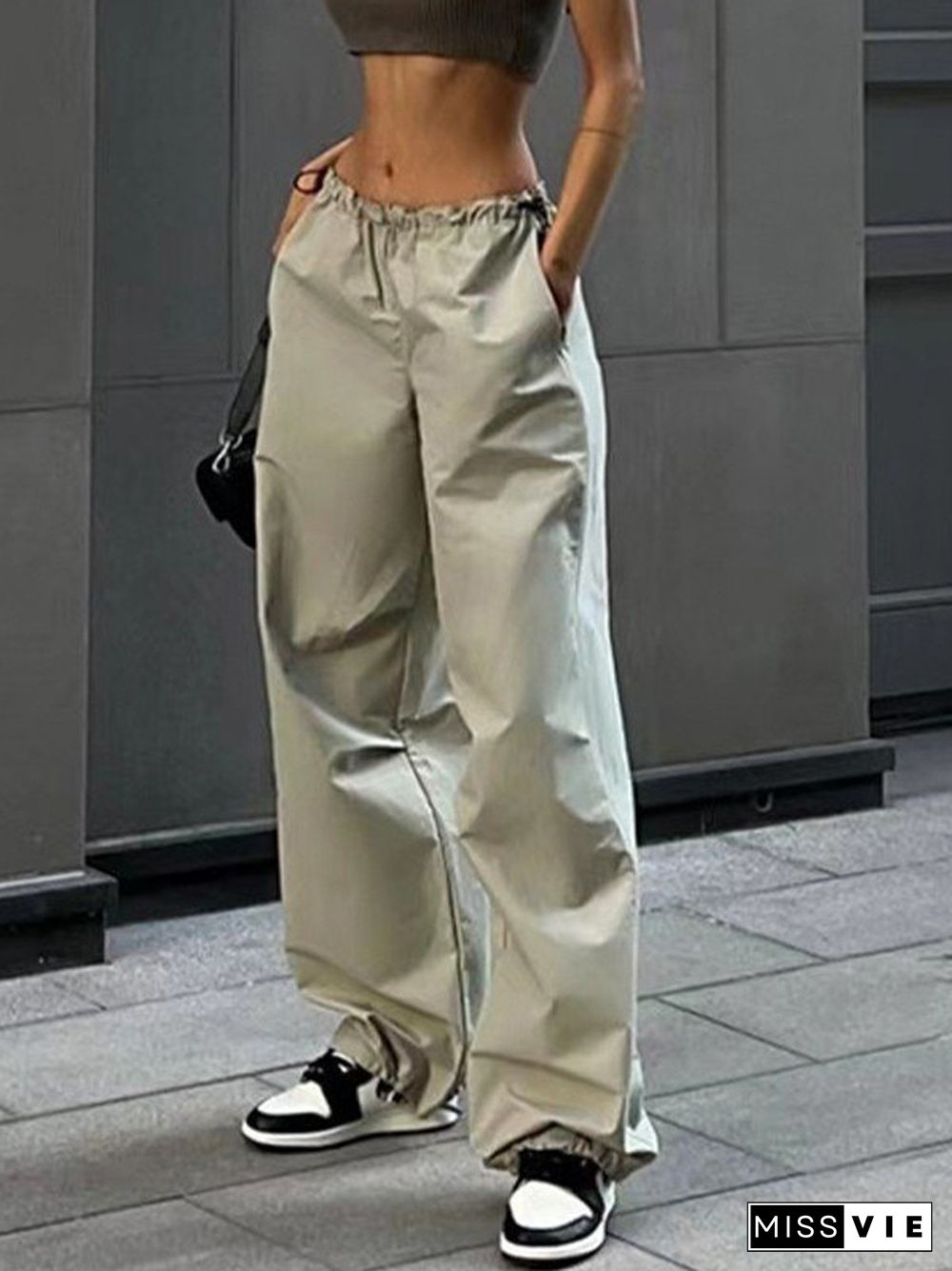 Drawstring Y2K Baggy Parachute Pants