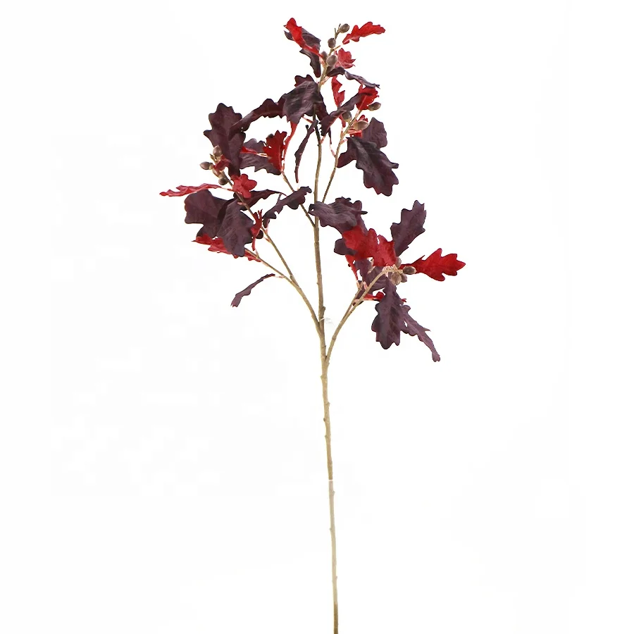 Supplies 105cm long red color artificial oak spray oak stem wholesale