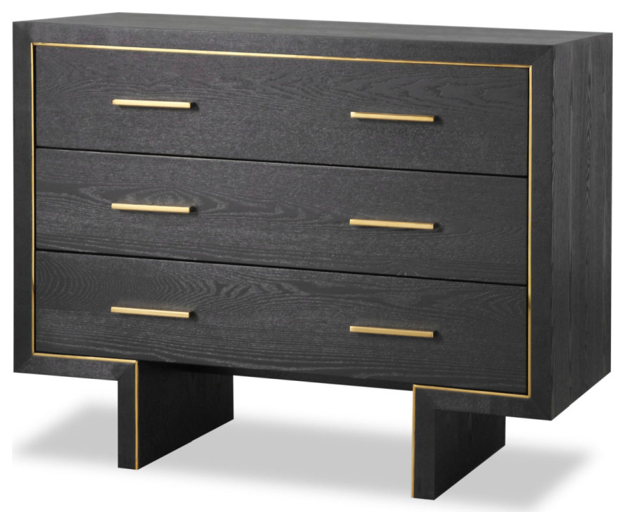 Black Ash 3 Drawer Chest  Liang  ampEimil Tigur   Transitional   Accent Chests And Cabinets   by Oroa   Distinctive Furniture  Houzz