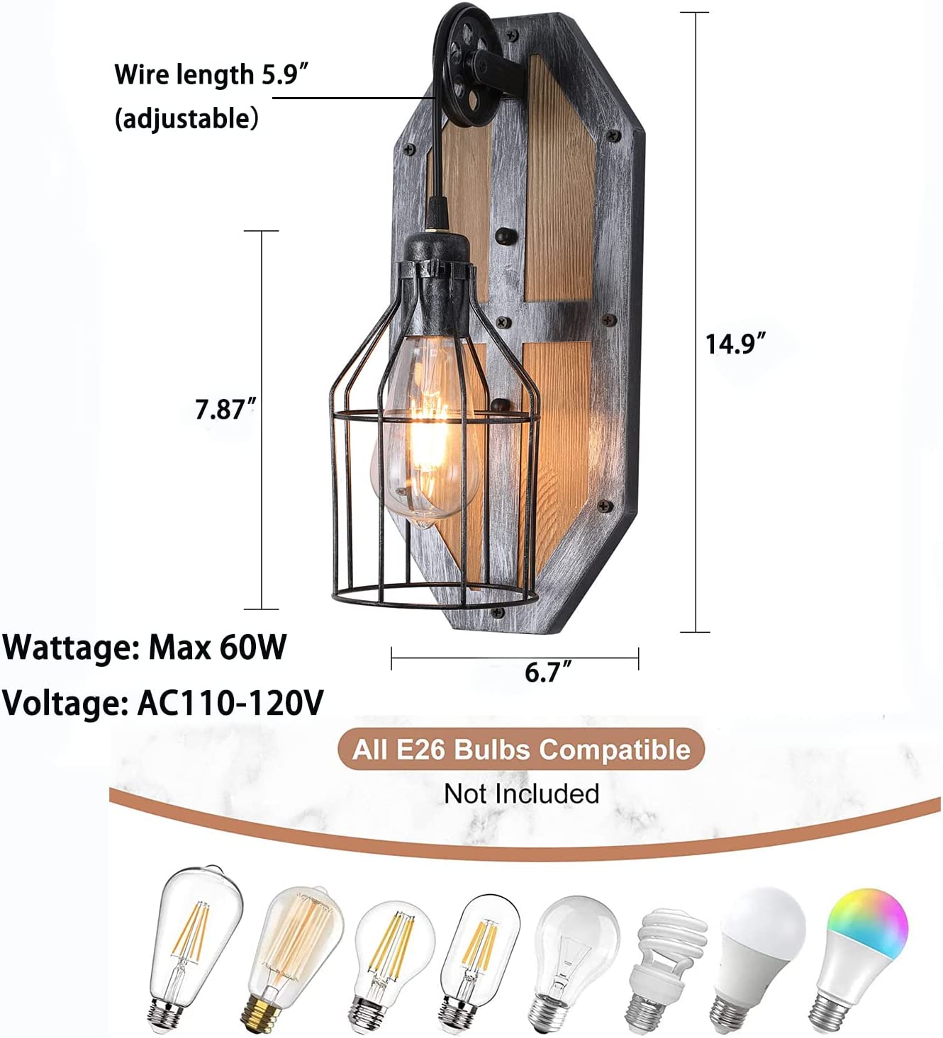 SHZICMY Outdoor Wall Lantern 1-Light Industrial Exterior Wall Mounted Sconce Lamp Porch Light