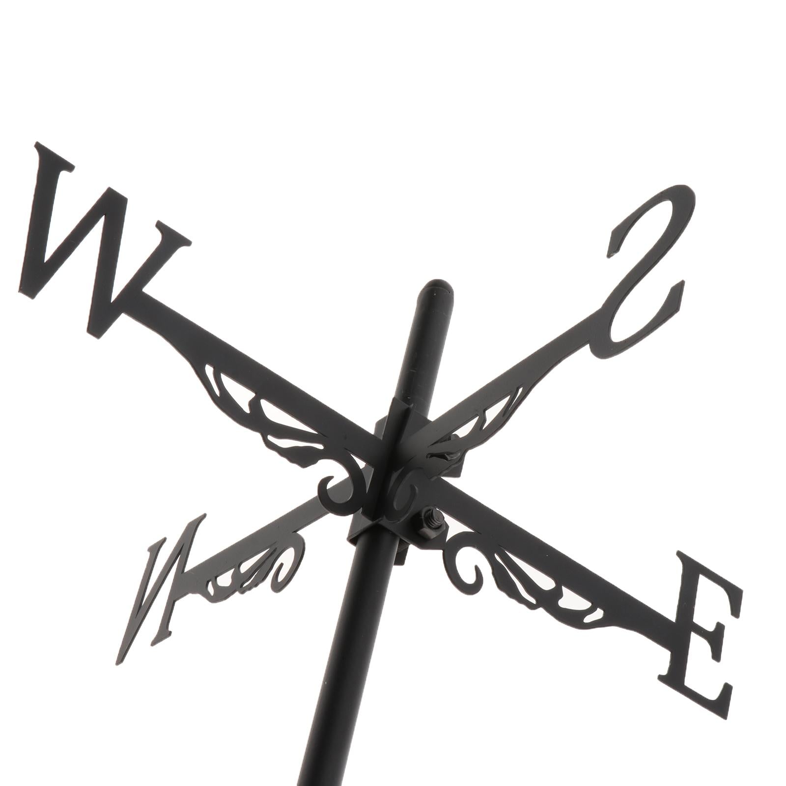 Iron Weathervane Wind Vane Wind Direction Indicator， Roof Mount Outdoor Measuring Tools Ornament Crafts ， Dragon