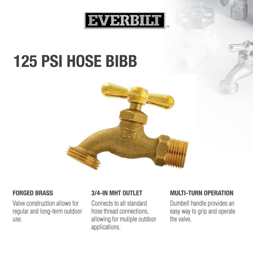 Everbilt 12 in. x 34 in. MIP x MHT Brass Hose Bibb Valve 103-003EB