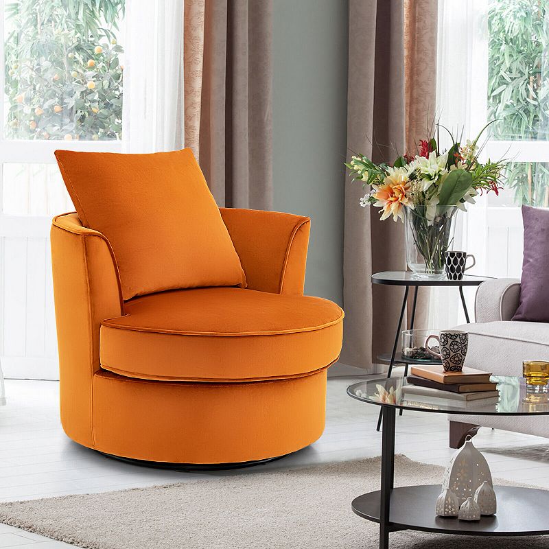 Modern 360 Swivel Barrel Chair with No Assembly Needed-Orange