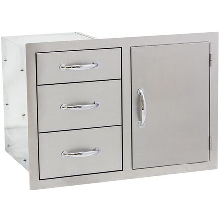 Summerset 33-Inch Stainless Steel Flush Mount Access Door and Triple Drawer Combo