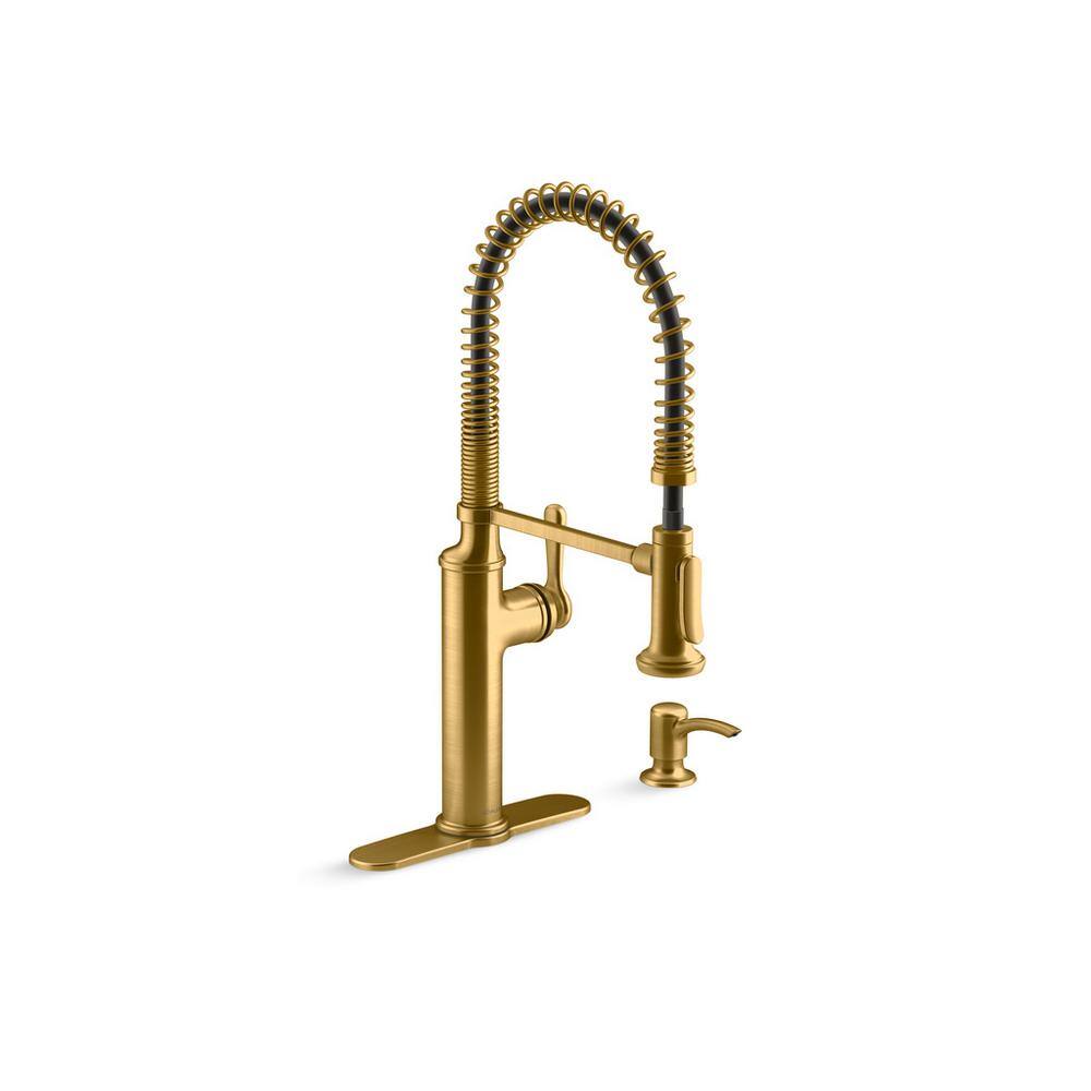 KOHLER Sous Pro-Style-Single Handle Pull Down Sprayer Kitchen Faucet in Vibrant Brushed Moderne Brass K-R10651-SD-2MB