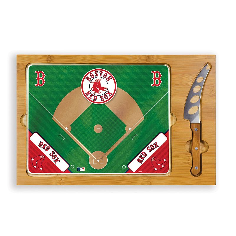 Picnic Time Boston Red Sox Icon Rectangular Cutting Board Gift Set