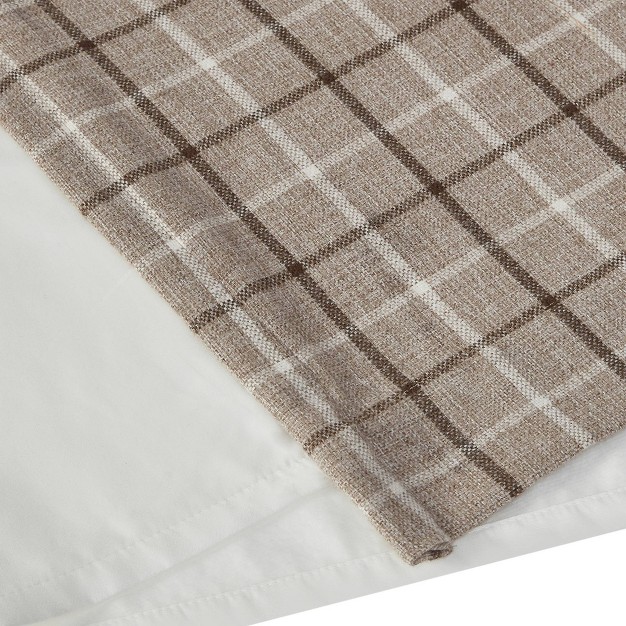 Preston Plaid Faux Leather Tab Top Room Darkening Curtain Panel With Fleece Lining