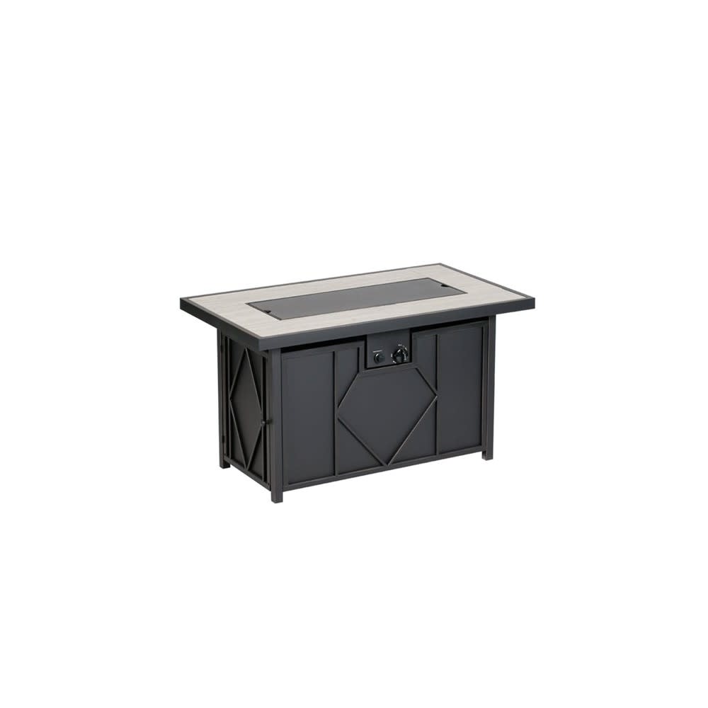 Living Accents Fire Pit Table Black Steel Rectangle Propane ;