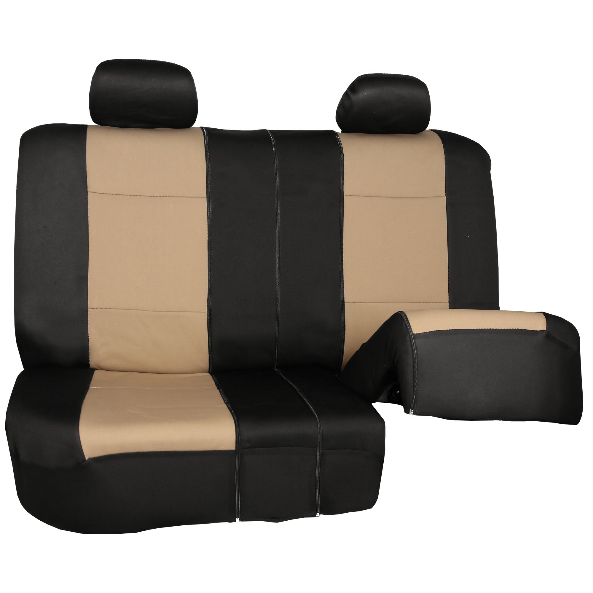 FH Group Universal Auto Seat Covers Neoprene Beige w/ Beige  Floor Mats