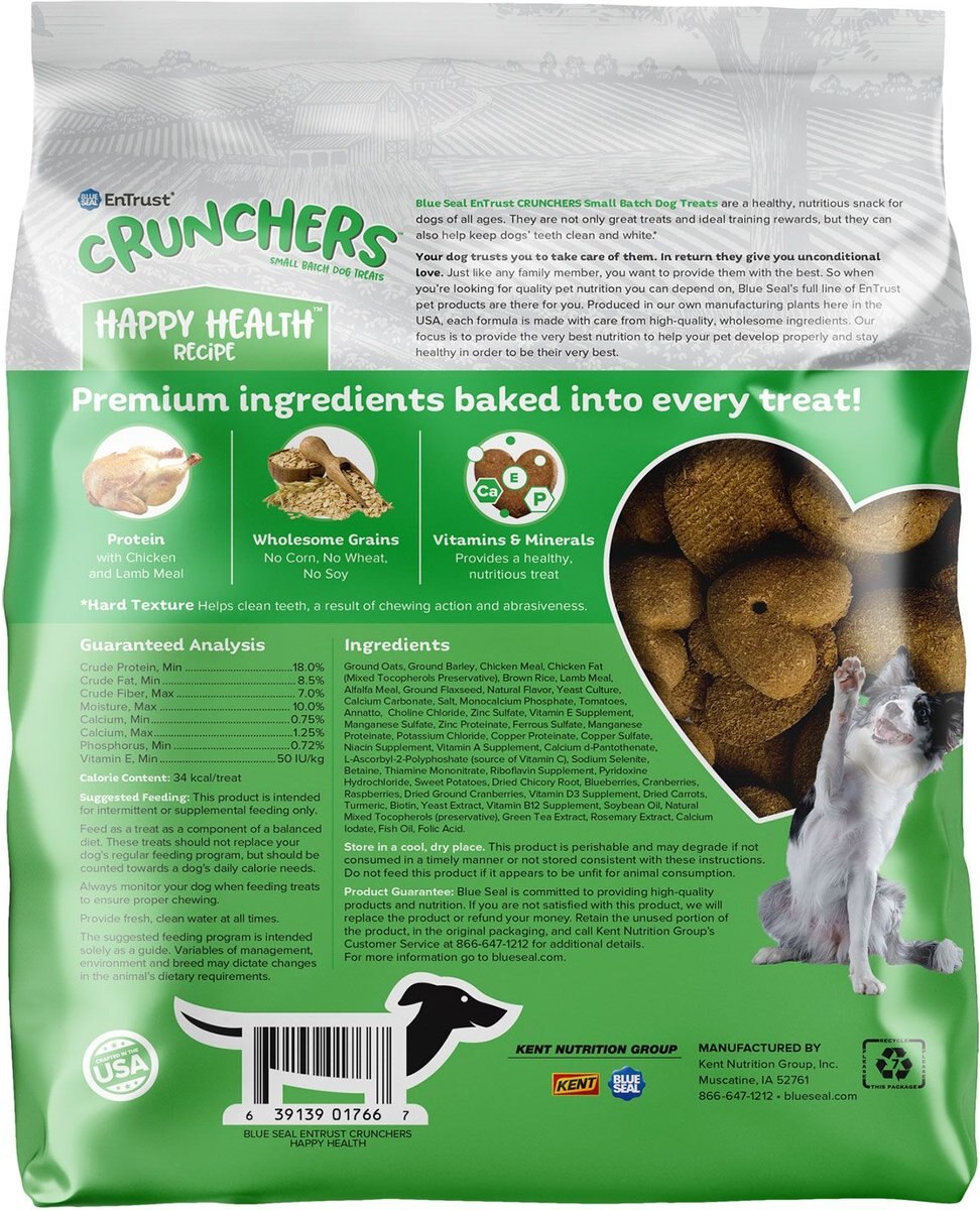 Blue Seal EnTrust Crunchers Happy Health Crunchy Dog Treats， 2-lb bag