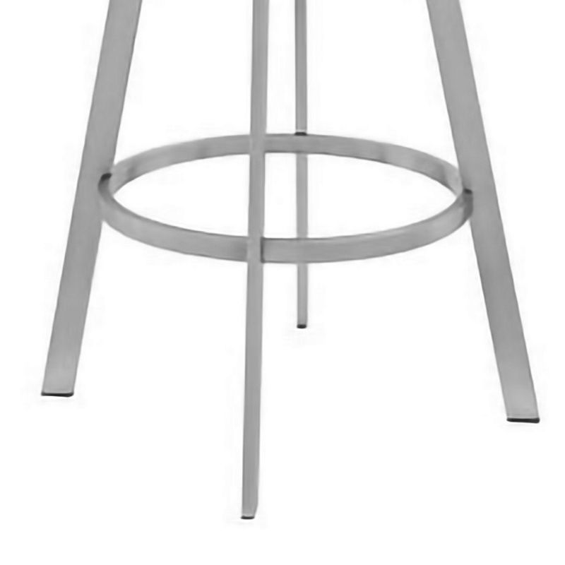 26 Inch Metal Barstool with Leatherette Channel Stitching， Gray