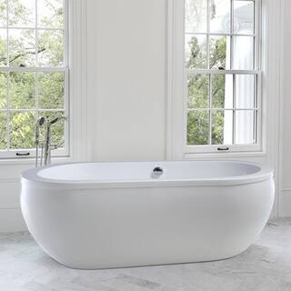 Vanity Art Rennes 71 in. Acrylic Flatbottom Center Bathtub in White VA6837-L