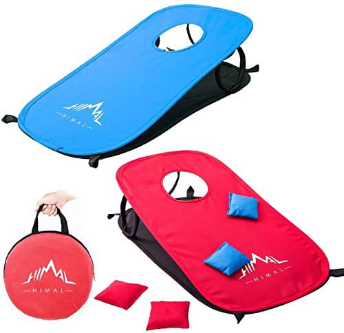 Himal Collapsible Portable Corn Hole Boards With 10 Cornhole Bean Bags And Tic Tac Toe Game 2 Games on 1 Board (2 x 1-feet)