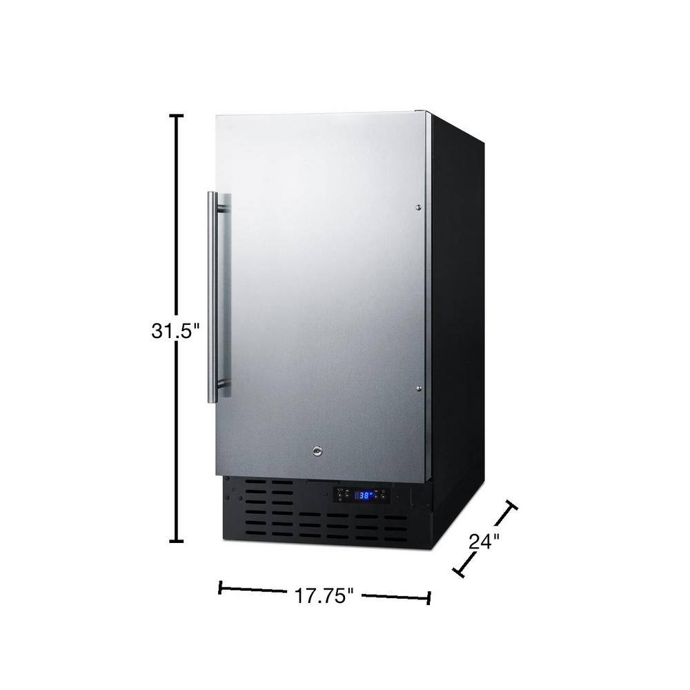 Summit Appliance 18 in. W 2.7 cu. ft. Freezerless Fridge in Stainless Steel Counter Depth FF1843BSSADA