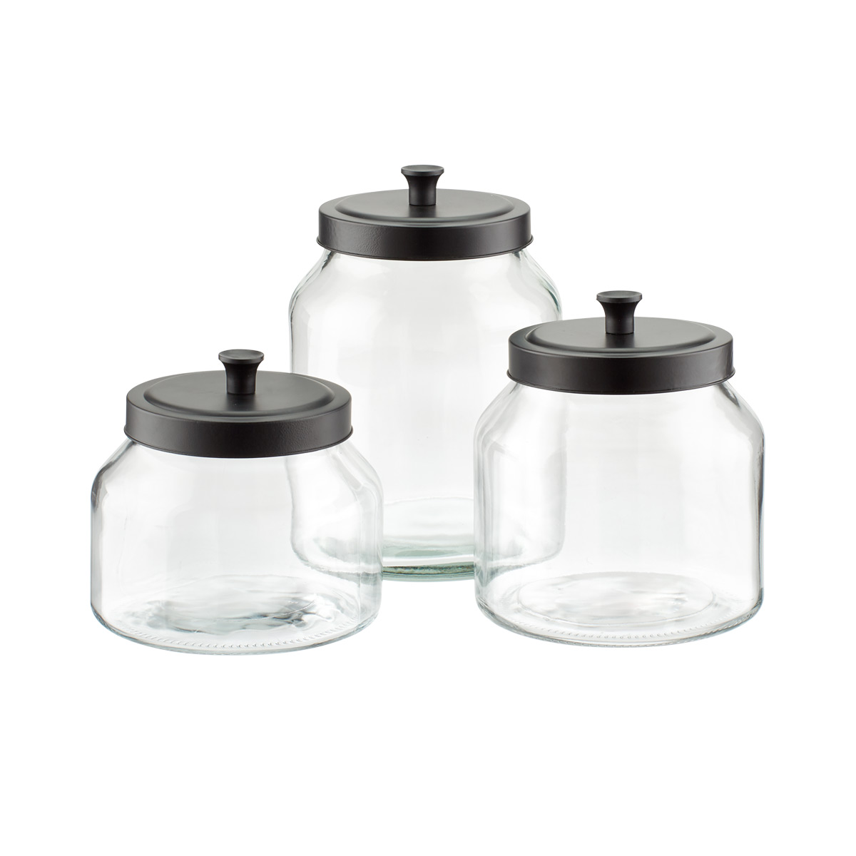 Glass Canisters with Matte Black Lids