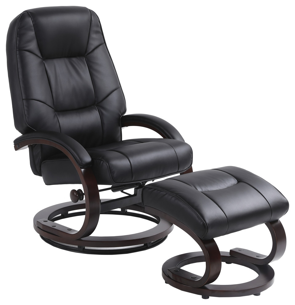 Sundsvall Recliner and Ottoman in Black Air Leather   Contemporary   Recliner Chairs   by Progressive Furniture  Houzz