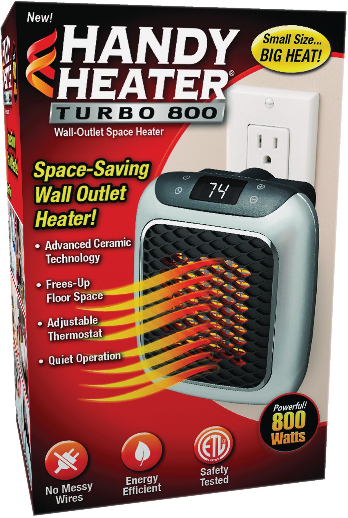 Handy Heater Turbo 800 Wall Outlet Space Heater Gray