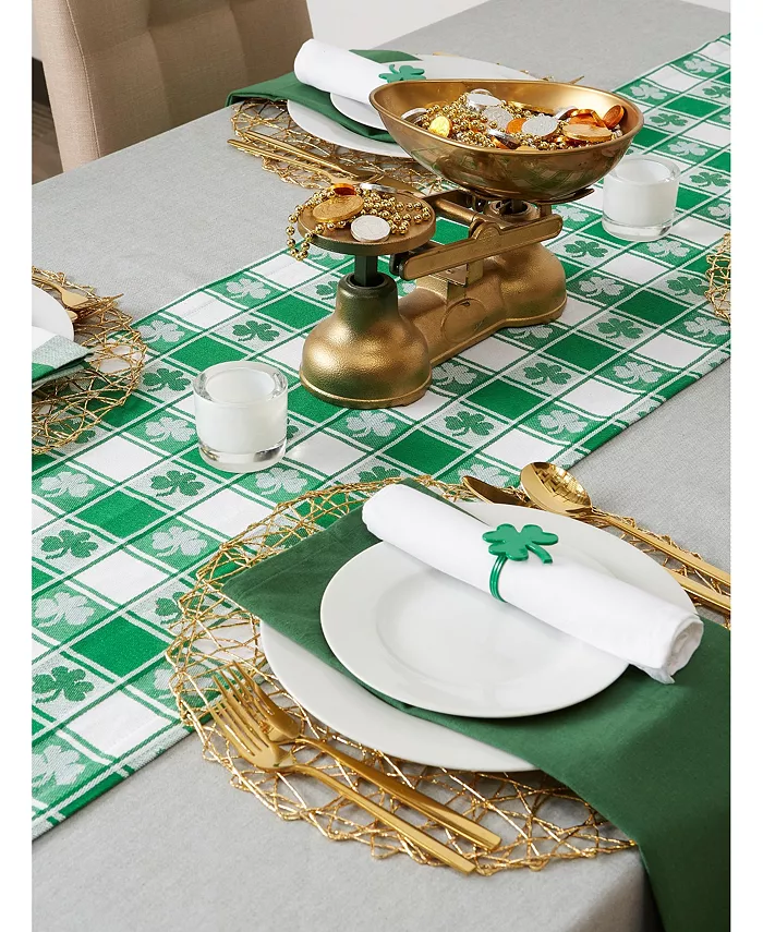 Design Imports Shamrock Woven Check Table Runner