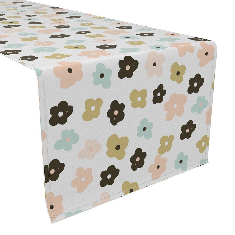 Table Runner， 100% Cotton， 16x108， Cartoon Flowers