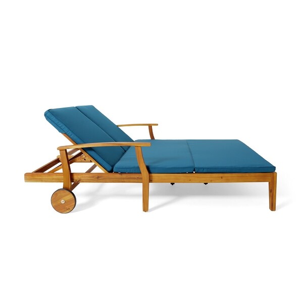 Perla Acacia Wood Double Chaise Lounge by Christopher Knight Home