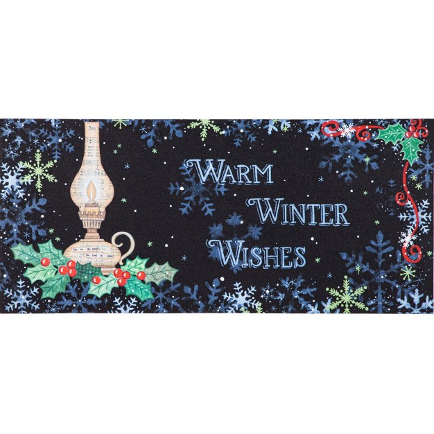 Christmas Warm Winter Wishes Mat 1 Mat Insert 25 Inches Sassafras Oil Lamp Winter Holly 431884 Rubber Multicolored