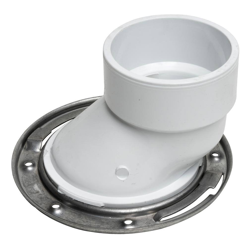 Oatey 3 in. PVC Open Offset Toilet Flange with Stainless Steel Ring 436052