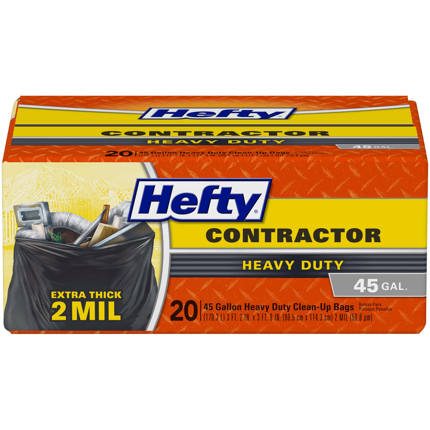 Hefty 45 gal Contractor Bags Twist Tie 20 pk 2 mil