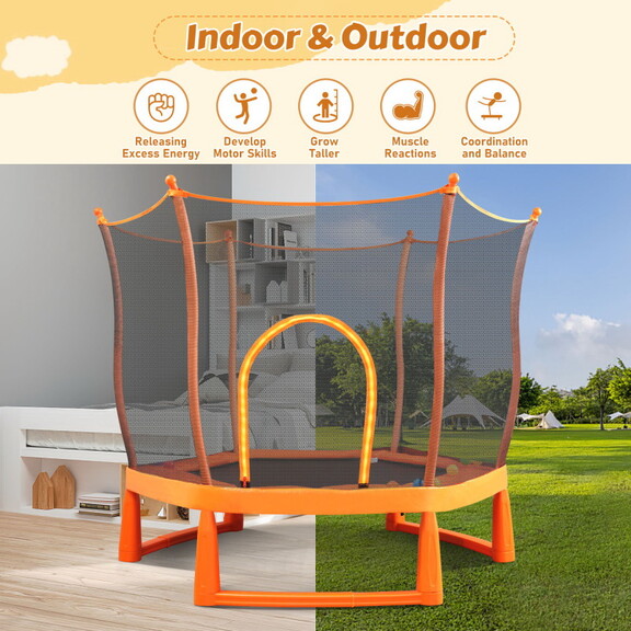 6FT Toddlers Trampoline with Safety Enclosure Net ...