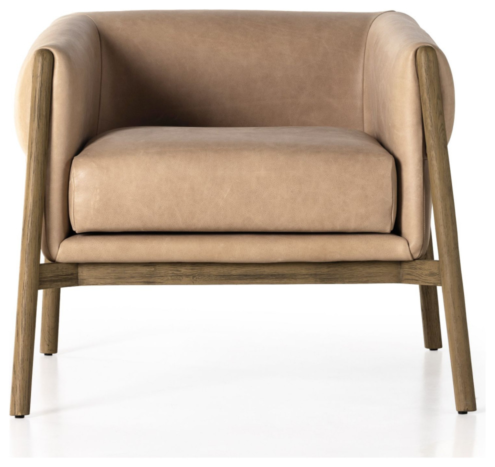 Idris Palermo Nude Leather Chair   Midcentury   Armchairs And Accent Chairs   by Zin Home  Houzz