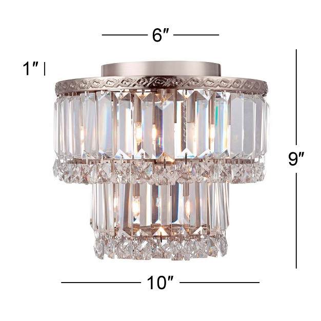 Wide Brushed Satin Nickel 3 light Led Crystal For Bedroom Living Room