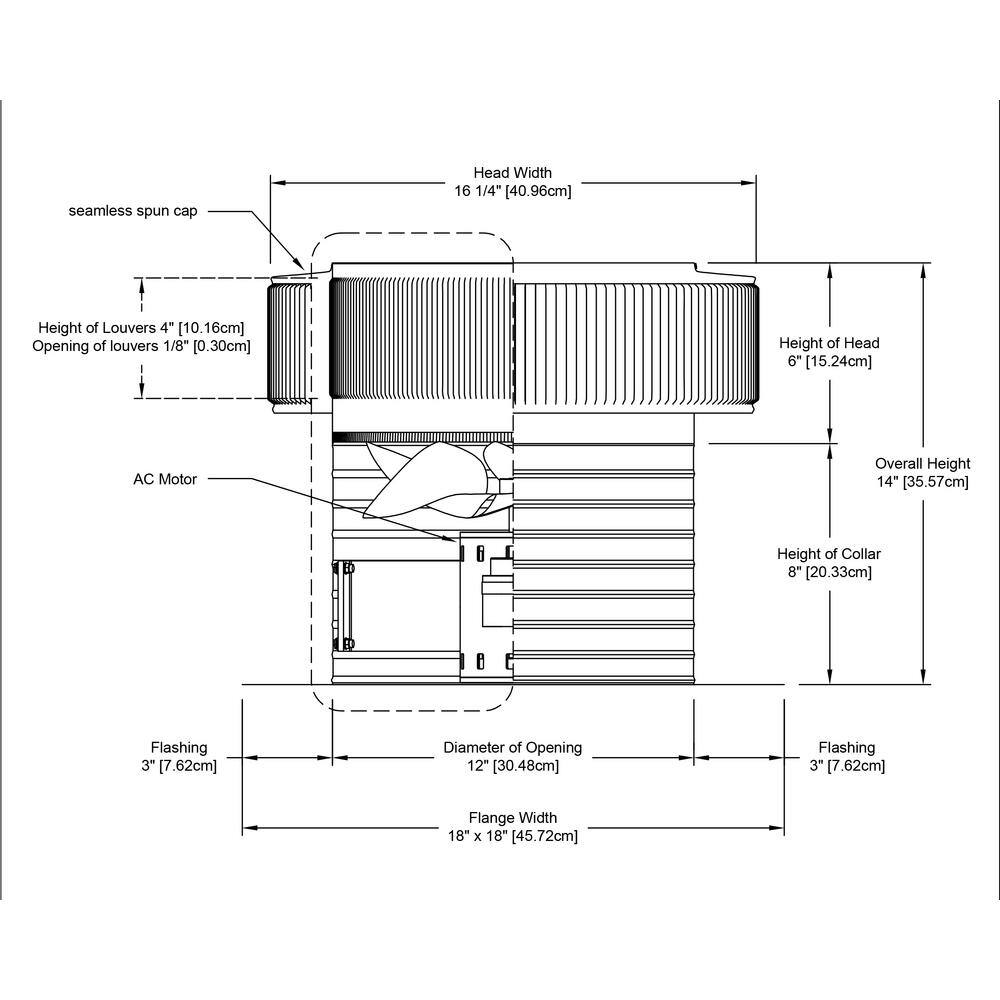 Active Ventilation 800 CFM Power Mill 12 in. Dia Aura Attic Fan with 8 in. Collar AF-12-C8