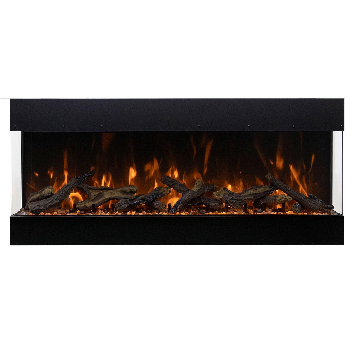 Amantii Tru View Bespoke 45-Inch Built-In Indoor/Outdoor WiFi Enabled， Bluetooth Capable Three Sided Electric Fireplace W/ 20-Inch Tall Glass Viewing