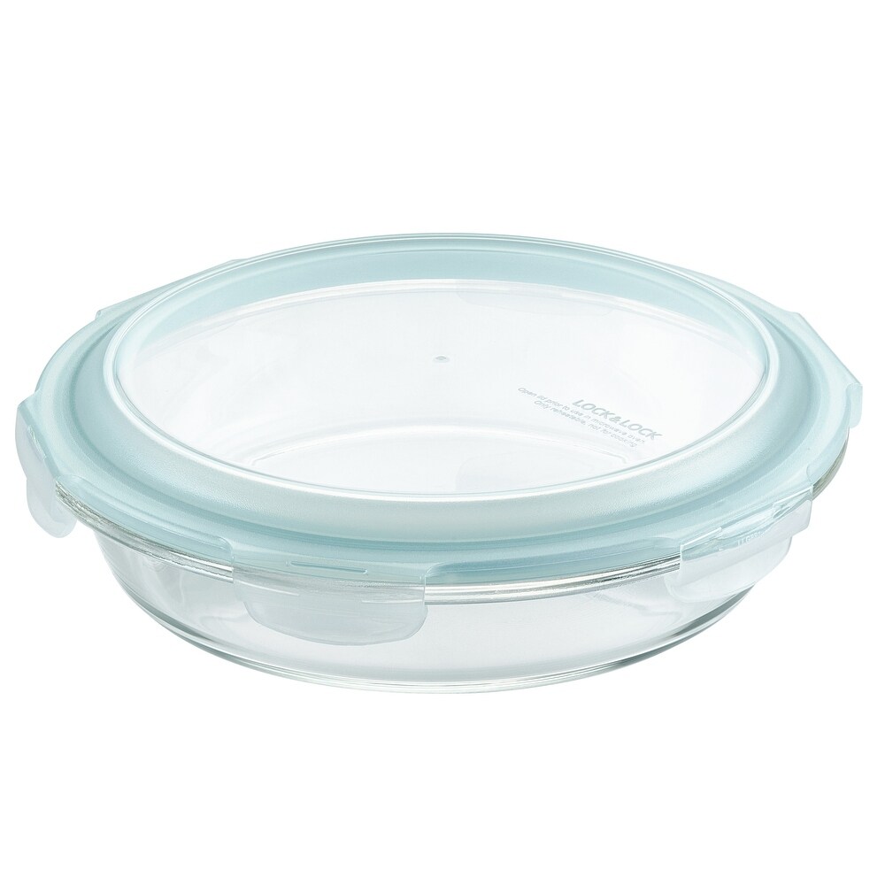 LocknLock Purely Better Glass Round Pie Baking Dish and Food Container with Lid  9.5 Inch