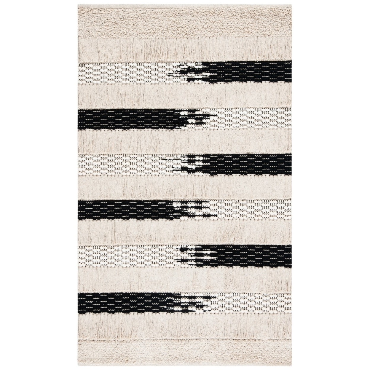 SAFAVIEH Natura Proinsias Striped Cotton Area Rug, Ivory/Black, 5 x 8