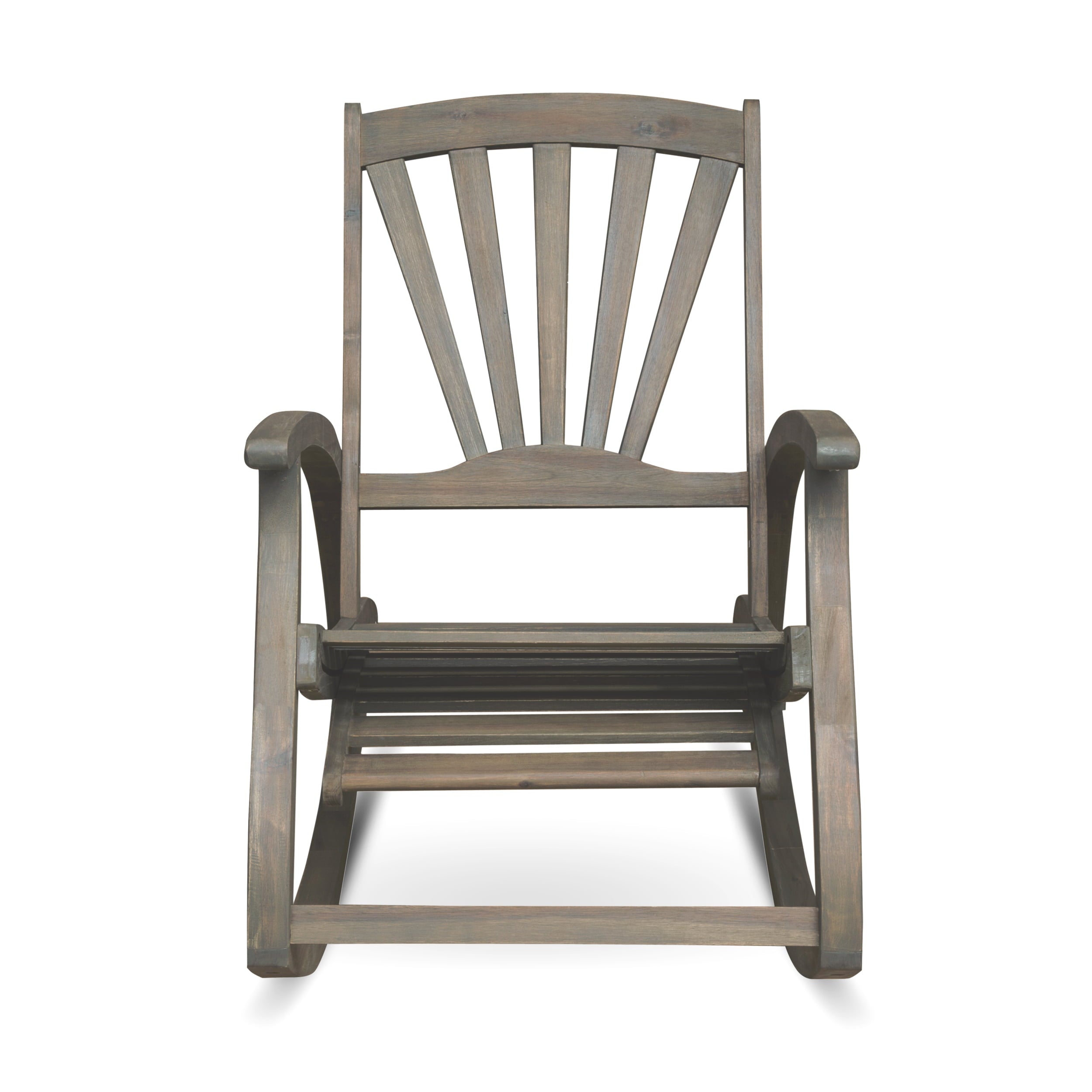 Kaya Outdoor Acacia Wood Rocking Chair with Footrest, Gray