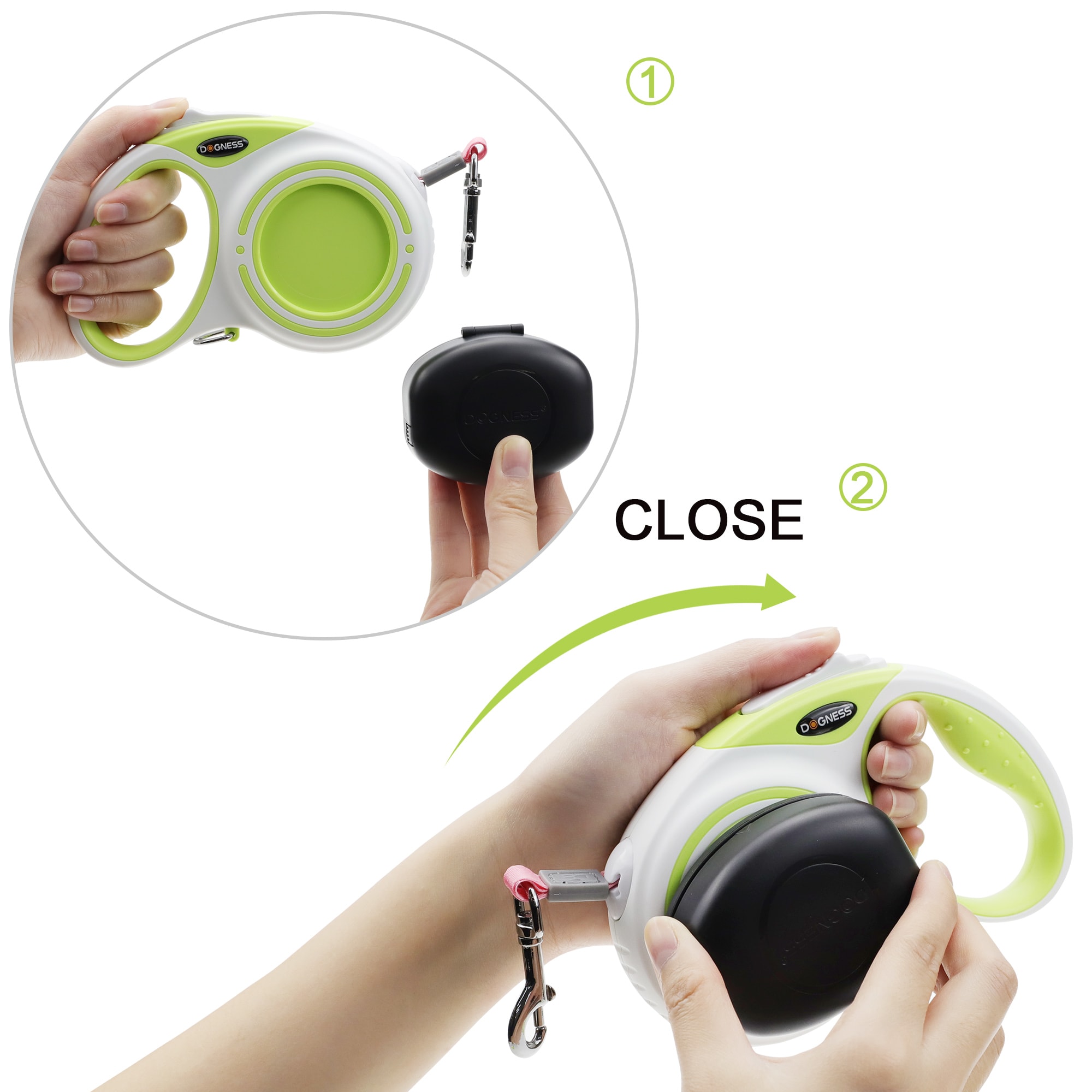 Dogness Smart Retractable Green Leash Boxed Set， 13 L