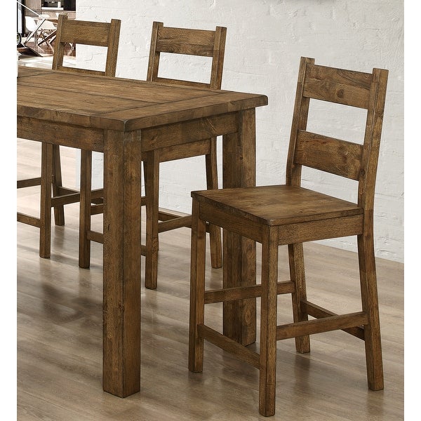 Rustic Solid Wood Ladder Back Counter Height Dining Stools (Set of 2)