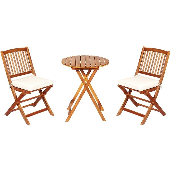 3piece Folding Acacia Wood Patio Bistro Set