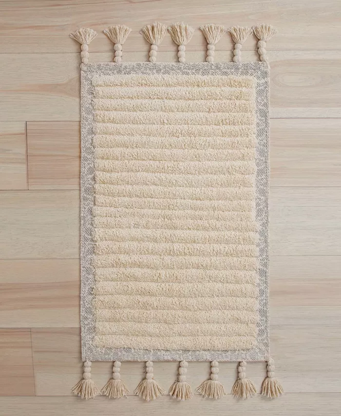 Lucky Brand Overtufted Cotton Fringe Bath Rug 17 x 32