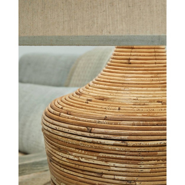 Kerrus Rattan Table Lamp Brown Signature Design By Ashley