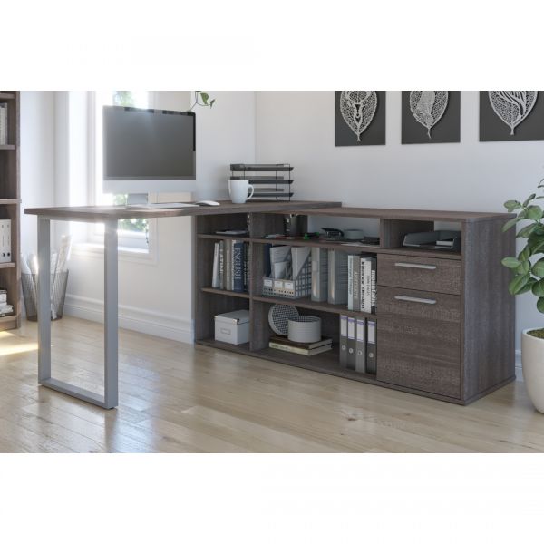 Bestar Solay L-Shaped Desk in Bark Gray