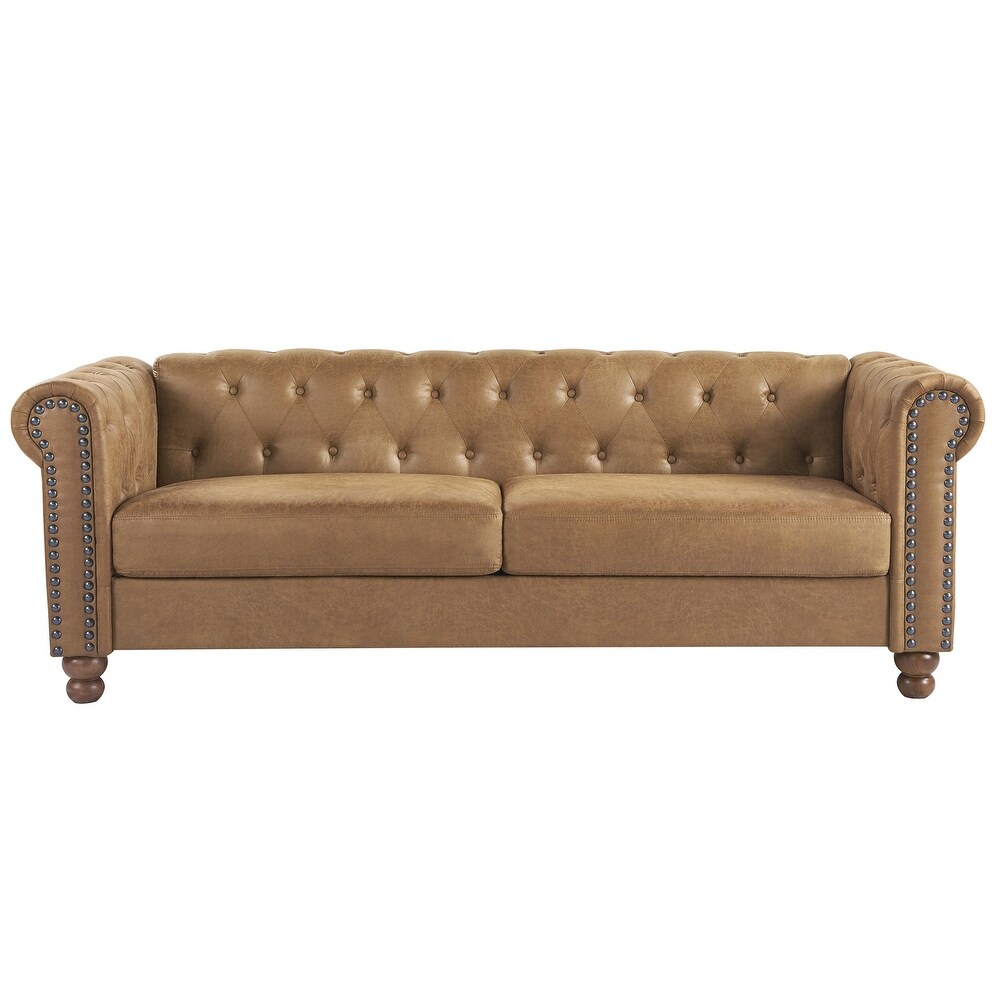 80 inch Tufted Fabric/Leather Chesterfield Sofa