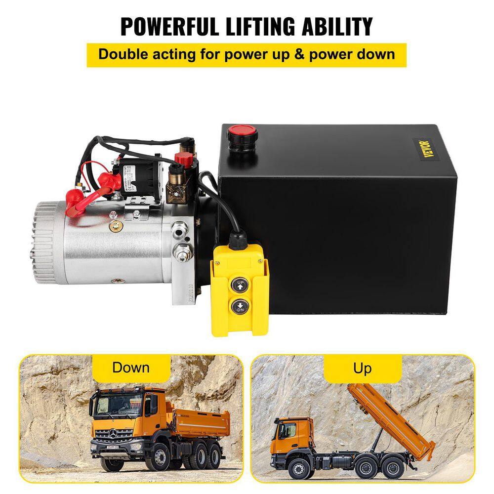 VEVOR Hydraulic Pump Double Acting Hydraulic Power Unit 12V DC Dump Trailer Pump 3200PSI Hydraulic Power Unit for Car Lifting CZYYB12LTXSZYB001V0