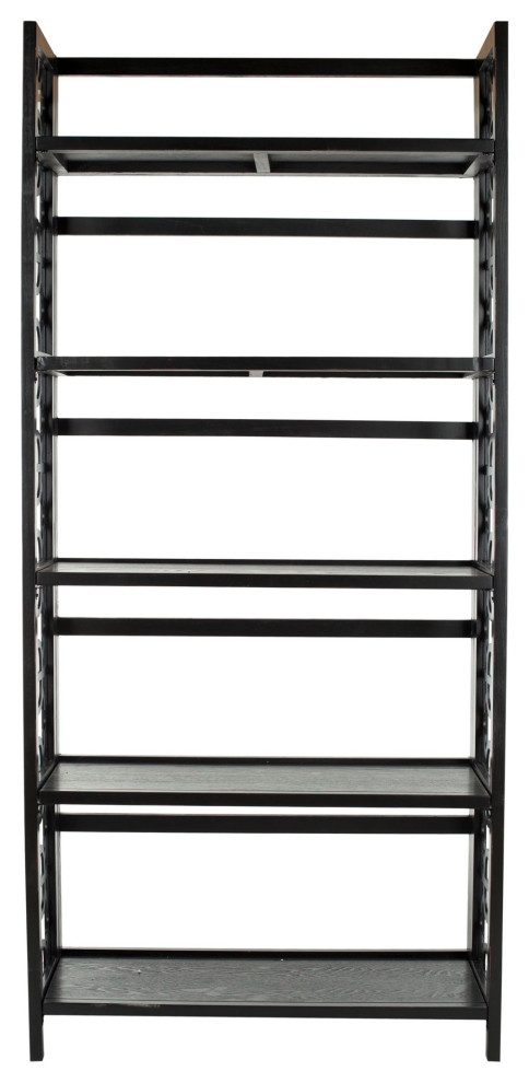 Robin 5 Tier Tall Bookcase Black   Transitional   Bookcases   by Peachtree Fine Furniture  Houzz