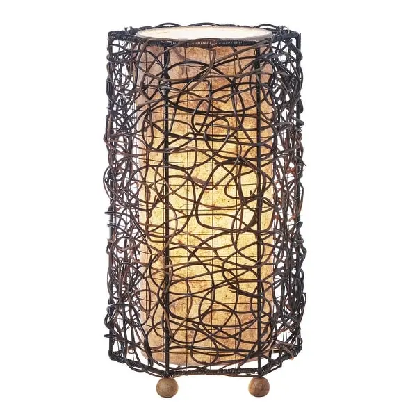 Handmade Natural Nito Table Lamp - 7 x 7 x 17